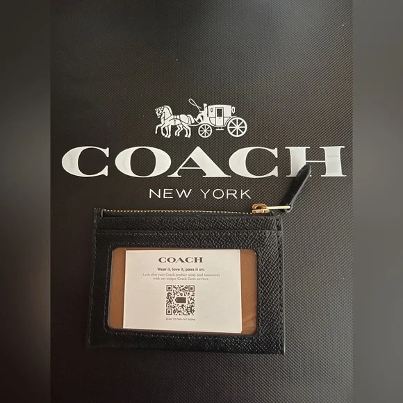 NWOT Coach Rowan Satchel with Black Stripe and Black Cardholder - Picture 10 of 11